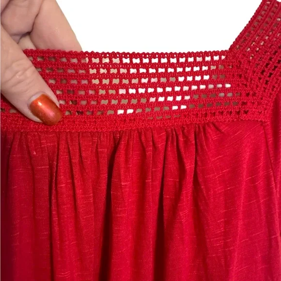 NWT Old Navy Red Crochet Square-Neck Peasant Top SIZE: 2X #K - Picture 8 of 12